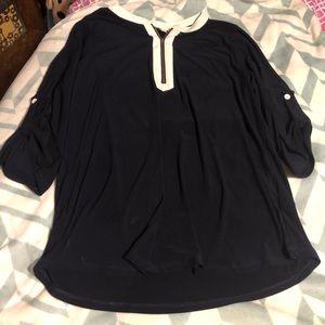 Navy Blue blouse with front zipper